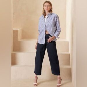 Banana Republic Vintage High-Rise Wide-Leg Crop Jean Rinse Dark Wash size 25P